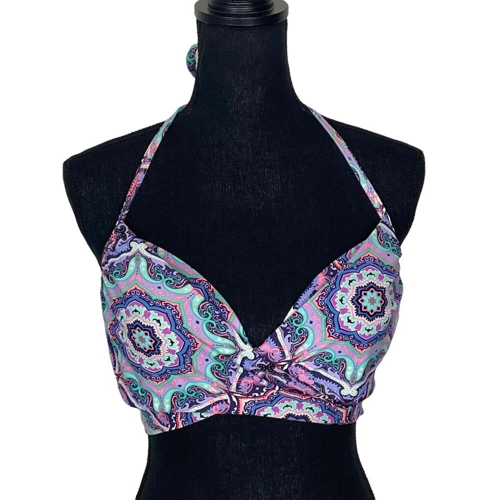 VICTORIAS SECRET Women The Wrap Halter Paisley Print Bikini Top SZ 34D MC Summer